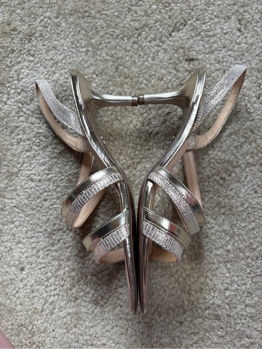 Nina Gd Metallic Strappy Slingback Kitten Heels